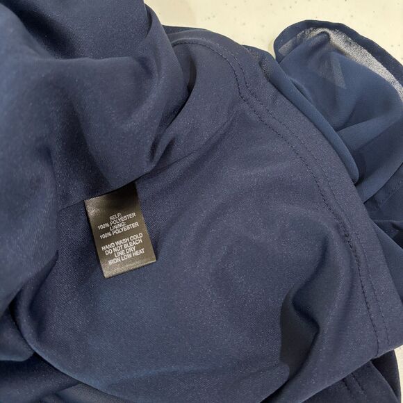 Lulus Navy Blue Crochet Lace Maxi Dress L Open Back Sexy Bridesmaid Wedding - Picture 13 of 15